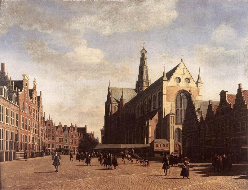 BERCKHEYDE, Gerrit Adriaensz. The Market Square at Haarlem with the St Bavo Spain oil painting art